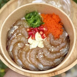 ข้าวหน้า กุ้งดองซีอิ๊วญี่ปุ่น 10 ตัว แถมฟรีน้ำจิ้มซีฟู๊ด