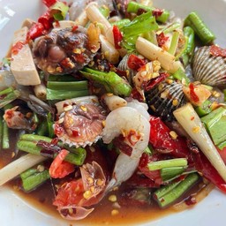 ตำหอยแครงกุ้งสด