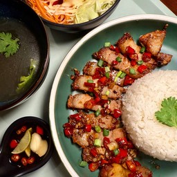 เซต ข้าวหมูกรอบคั่วพริกเกลือ