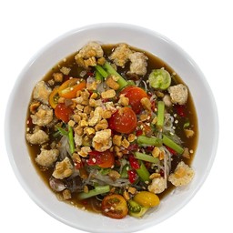 ตำเส้นเล็กกากหมูทอด