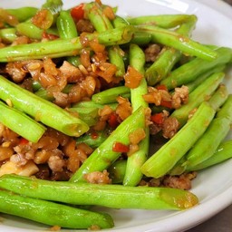 ถั่วแขกผัดไชโป๊หมูสับ 菜脯肉末炒四季豆