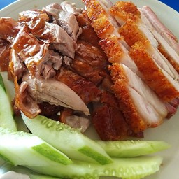 เป็ดย่าง+หมูกรอบ 烧鸭+烧肉