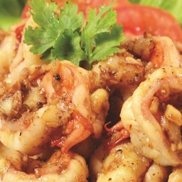 กุ้งแชบ๊วยทอดกระเทียม (เล็ก)
