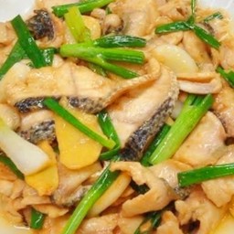 เนื้อปลาผัดขิงต้นหอม 姜冲鱼片