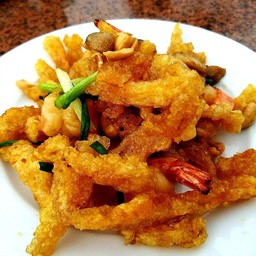 กระเพาะปลาผัดมันกุ้ง 虾香鱼鳔