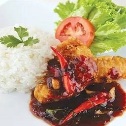 ข้าวปลากระพงลุยสวน