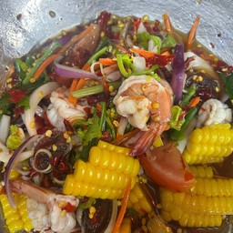 ยำหอยเเครงกุ้งสุก