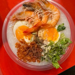 โจ๊กไข่และกุ้ง ข้าวต้มไข่และกุ้ง