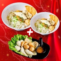 เซตสุดคุ้ม ร่ำรวยจัดให้A ก๋วยเตี๋ยวลูกชิ้นปลาน้ำ2 ชาม+ลูกชิ้นปลาลวกจิ้ม