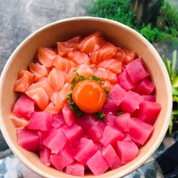 ข้าวหน้าแซลมอน+ทูน่า+ไข่ดอง