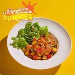 ส้มตำอโวคาโดมะม่วงปลาแซลมอนซาซิมิ