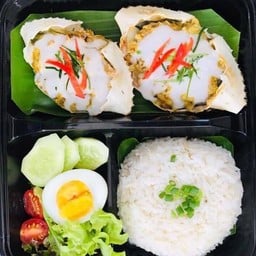 ข้าวหน้า ห่อหมกมันปู +ไข่ต้ม อร่อยแบบอร่อยมาก