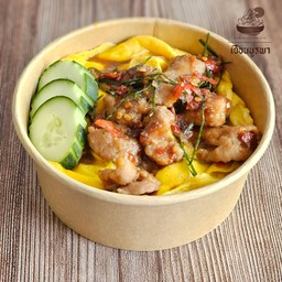 ข้าวหมูผัดกะปิไข่ข้น