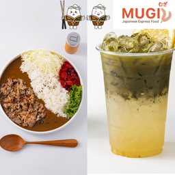 [Set มูกิอิ่มคู่น้ำ E] ข้าวแกงกะหรี่เนื้อวากิวยากินิกุ + เครื่องดื่ม 50 บาท