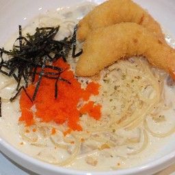 สปาเก็ตตี้ครีมซอสไข่กุ้ง