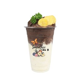 กล้วยหอมโกโก้นมสดสมูทตี้(ใช้เนื้อผลไม้สด)