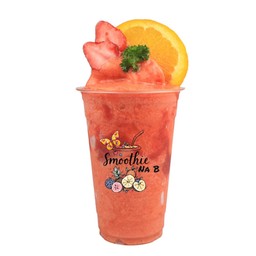 สตรอเบอร์รี่ + ส้มสมูทตี้(ใช้เนื้อผลไม้สด)