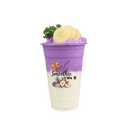 กล้วยหอมเผือกนมสดสมูทตี้(ใช้เนื้อผลไม้สด)