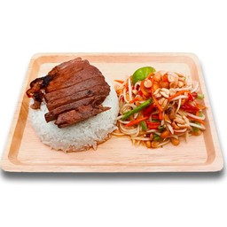 {พิเศษ!!ลด 25%} ชุดข้าวคอหมูย่างน้ำจิ้มแจ่ว