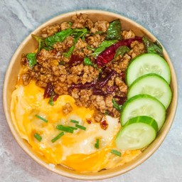 [เมนูไข่ข้น] ข้าวไข่ข้น+กะเพราพริกแห้ง (หมูสับ)