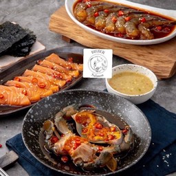 Full Set โคเรียนดอง(แซลมอล+กุ้ง+ปูทะเล)ฟรีPepsi1ลิตร