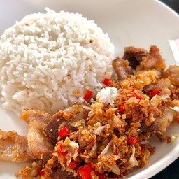 [อร่อยซ่ากับโค้ก] ข้าวหมูกรอบคั่วพริกเกลือ +  โค้ก ออริจินัล (ขวด)