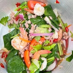 ยำคะน้ากุ้งสด