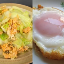 กะหล่ำไข่+ข้าว+ ไข่ดาว