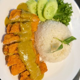 ข้าวไก่ทอดกรอบซอสเขียวหวาน