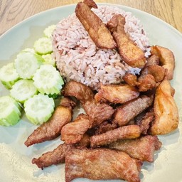ข้าว + หมูทอด ( 100 กรัม)