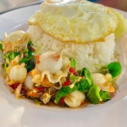 ข้าวกระเพราหอยเชลล์