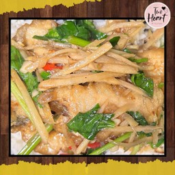 ข้าวปลากระพงผัดคึ่นช่าย