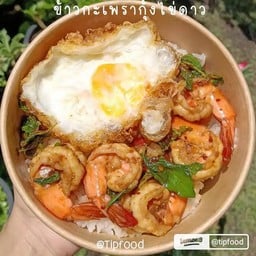 ข้าวกระเพรากุ้ง+ไข่ดาว