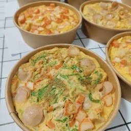 ข้าวไข่เจียวชะอม ปูอัด ไส้กรอก