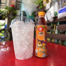 โออิชิสีส้ม+น้ำแข็งเปล่าแก้วโอ่ง