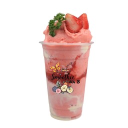 สตอเบอร์รี่สมูทตี้โยเกิร์ต (ใช้เนื้อผลไม้สด)