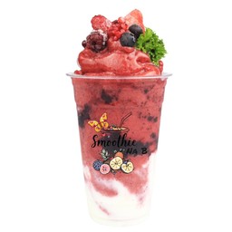 มิกเบอร์รี่สมูทตี้โยเกิร์ต (ใช้เนื้อผลไม้สด)