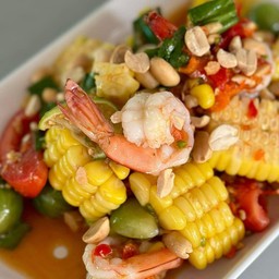 ตำข้าวโพดกุ้งสุก+สด