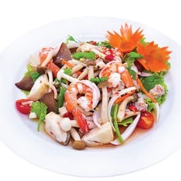 ยำเห็ดรวมกุ้งสด