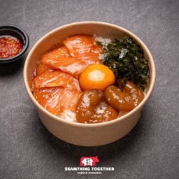 ข้าวหน้ากุ้งและแซลมอนดอง