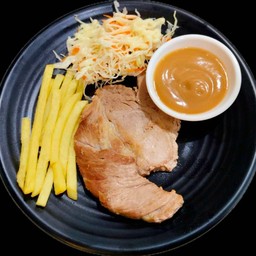 สเต็กสันคอหมูน้ำเกรวี่