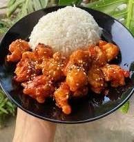 ข้าวไก่คาราเกะทอดซอสกระเทียม