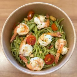 สปาเก็ตตี้กุ้งย่างซอสเพสโต้