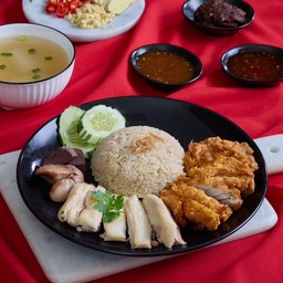 ข้าวมันไก่ต้ม ไก่ทอด ผสม