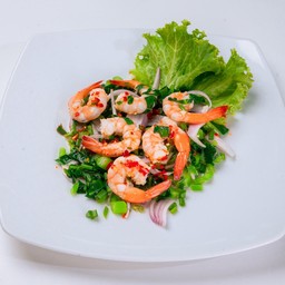 ยำคะน้ากุ้งสด