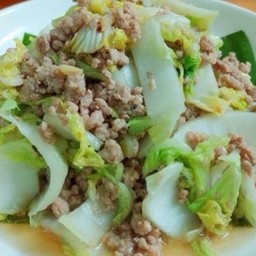 185ผัดผักกาดขาว(หมูสับ/ไก่/หมูชิ้น)