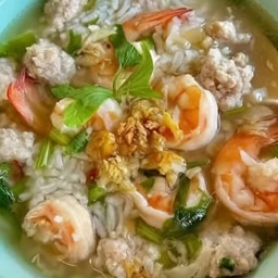 ข้าวต้มกุ้งหมูสับ