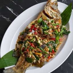 ปลากระพงราดพริกสด (ตัว) #350