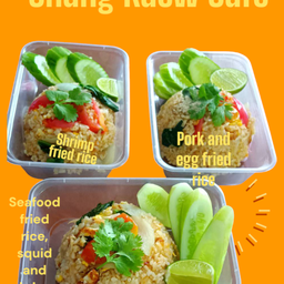 ข้าวผัดไข่หมูหมัก ข้าวผัดกุ้ง ข้าวผัดทะเล รวม กุ้งหมึก