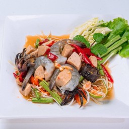 ส้มตำปลาร้ากุ้งสด หมูยอ